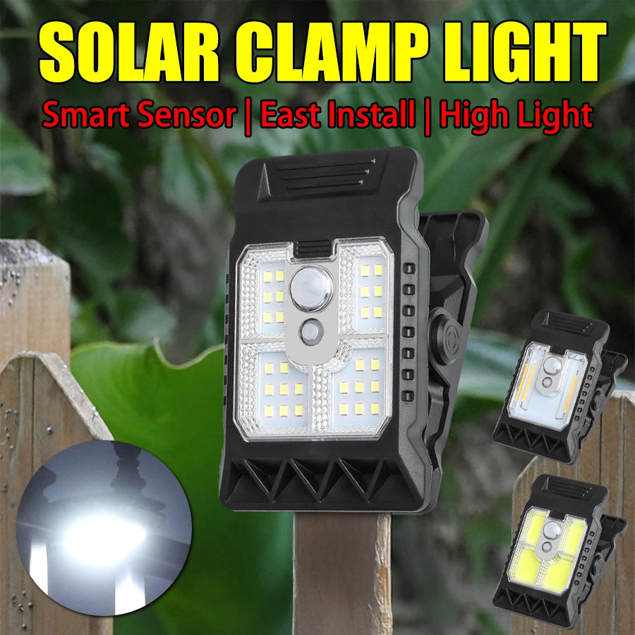 Outdoor LED Solar Clip Light Portable Waterproof Body Sensor Lamp Courtyard Garden Lamp Patio Home Camping Wall Lights