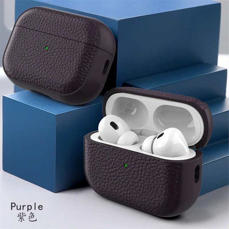 Case for Air Pods Pro 2Nd Case PU Leather Grain Case with Keyring Airpod Wireless Earphone Accessoris for New Air Pods 4 Cases