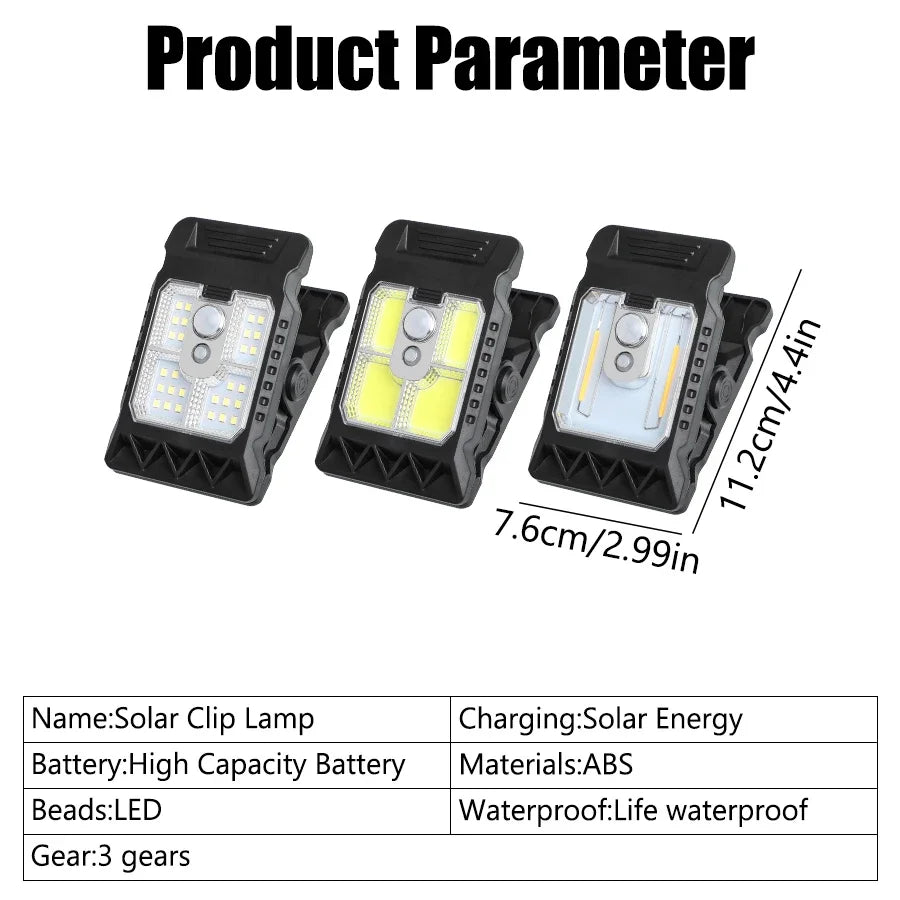 Outdoor LED Solar Clip Light Portable Waterproof Body Sensor Lamp Courtyard Garden Lamp Patio Home Camping Wall Lights
